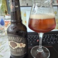 Bier und Bierglas stehen auf einem Laptop